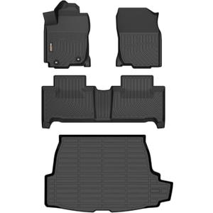 Binmotor-for Toyota RAV4 Hybrid 2013-2018 Floor Mats & Cargo Liner Set, Includes 1st+2nd+Rear Trunk Mat, All Weather Car Mat for RAV4 Accessories Rubber Mats TPE Cargo Mat