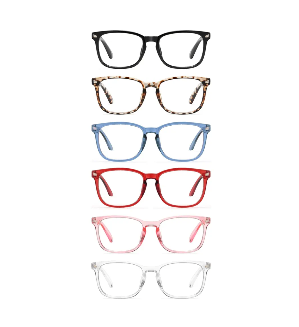 CCVOO 6 Pack Blue Light Blocking Reading Glasses, Anti Headache/Glare/Eye Strain Readers Computer Eyeglasses Women/Men (6 Pack Mix,1.75)