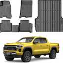 KUST Floor Mats Bed Mat Set for 2023 2024 2025 2026 Chevy Colorado/GMC Canyon Crew Cab, 5FT Truck Bed Liner All Weather Protection TPE Rubber High Edge Heavy Duty