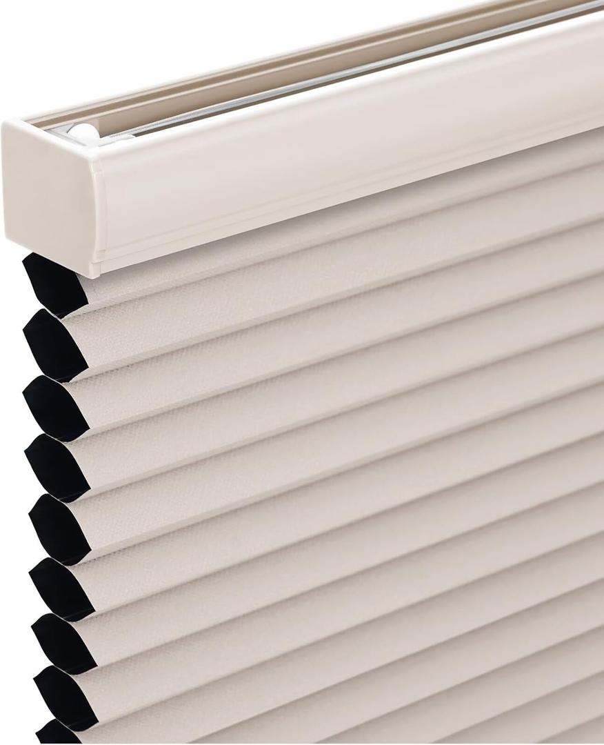 Changshade Cordless Cellular Shades, Blackout Honeycomb Shades for Windows, Pull Down Pleated Blinds, Easy to Install for Indoor Windows and French Doors,63" W x 72" H, Beige