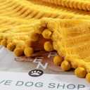 DISSA Fleece Blanket Throw Size 51x63, Yellow Soft, Plush, Fluffy, Fuzzy, Warm, Cozy Perfect for Couch, Bed, Sofa - with Pompom Fringe Flannel