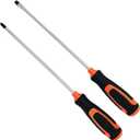 6x200mm Slotted And Phillips Long Screwdriver,Magnetic Tip Screwdriver With Non-Slip Cushioned Handle,Chrome Vanadium Steel,2pcs, Silver,black,orange