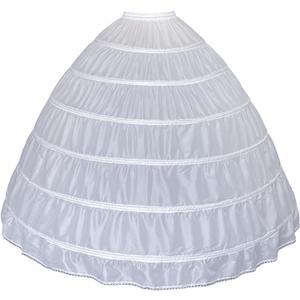 Women Crinoline Petticoat 6 Hoop Skirt Full A-Line Slips Long Underskirt for Wedding Bridal Dress Ball Gown