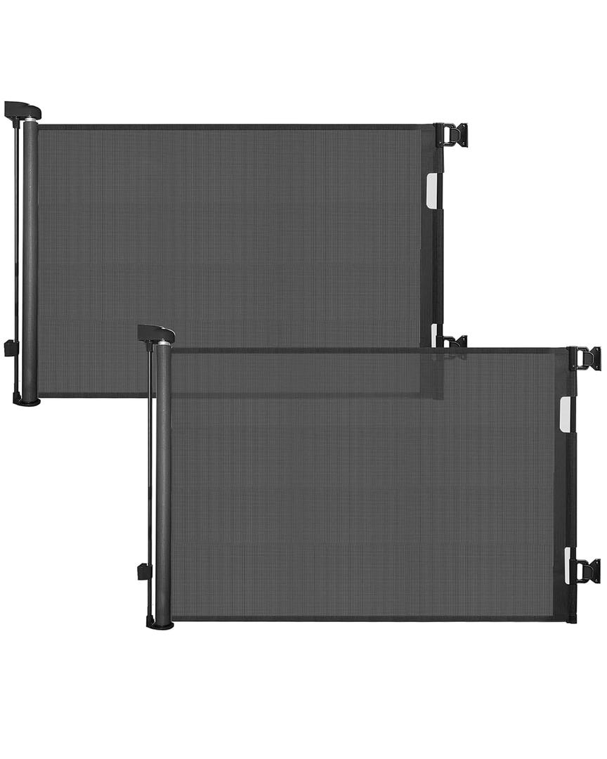 dearlomum 2 Pack Retractable Baby Gate,Mesh Baby Gate or Mesh Dog Gate,33" Tall,Extends up to 55" Wide,Child Safety Gate for Doorways, Stairs, Hallways, Indoor/OutdoorBlack,33"x55" (33x55 Inch (2 Pack))