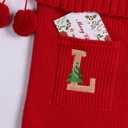 2 x Christmas Stocking 18 Inches Large Knit Christmas Stockings Monogram Initial Personalized Christmas Stockings for Family Xmas Home Decor White Red Green Tree Fireplace Ornaments Red F