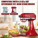 Double-layer Thickened Glass Mixer Bowl For Kitchenaid Tilt-Head Stand Mixers 4.5-5 Quart, 5Qt Mixing Bowl Replacement For Kitchenaid with Measurement Markings & Handle