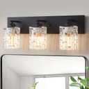 3 Lights Matte Black Crystal Bathroom Vanity Light,Modern Bathroom Wall Light,Crystal Over Mirror Light Fixtures for Living Room, Bedroom, Hallway
