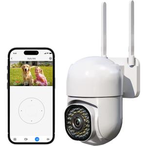 3MP Security Camera Outdoor, 2K HD Cameras for Home Security, Support 2.4GHz WiFi, 360 PTZ Auto Tracking, 2-Way Audio, Motion Detection and Siren, Cloud/SD Storage, Waterproof (1 Pack-3.3 ft USB-C Cable)