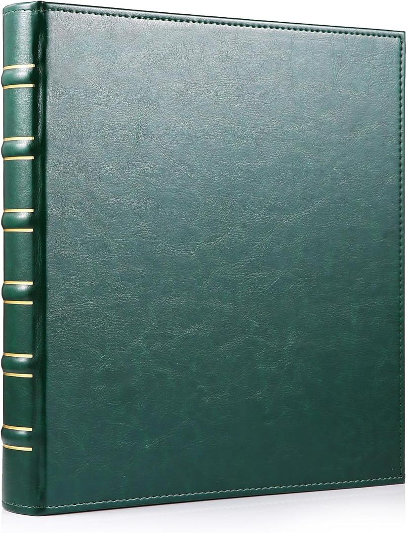 WOT I Vintage Leather Card Binder | Holds 540 Cards, Refillable Leather 3 Ring Binder for MTG/TCG/Sports Cards, Elegant Book-Style Organizer - Dark Green