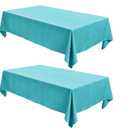 Fitable Faux Linen Tablecloths for Rectangle Tables: Water & Stain Resistant Farmhouse Table Cloth, Washable Burlap Textured Table Covers for Kitchen Dining Party(2 Pack, 52x70 Inch, Teal)
