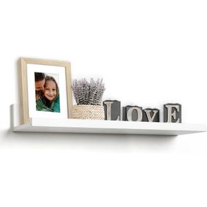 Americanflat 24" Floating Shelf - Made of Engineered Wood with Lipped Ledge - Long Floating Wall Shelves for Bedroom, Bathroom, Kitchen, Office, and Living Room - White