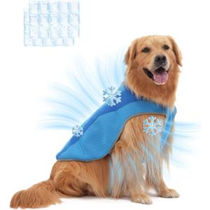 Dog Cooling Vest Harness with Large Ice Packs Adjustable Cooling Harness for Dogs Outdoor Activity in Hot Weather Blue, L