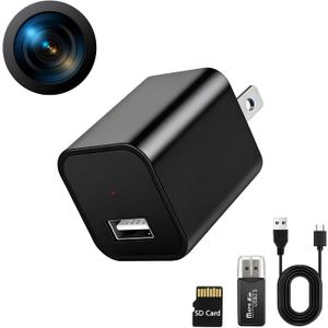 1080P HD Charger Camera with Motion Detection, 106 Wide Angle, No WiFi/Monthly Fee, Mini Hidden Camera for Home Security/Nanny/Pet Monitoring