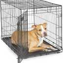 MidWest Homes for Pets Newly Enhanced Single & Double Door iCrate Dog Crate, Includes Leak-Proof Pan, Floor Protecting Feet, Divider Panel & New Patented Features (36.0"L x 23.0"W x 25.0"H, Black)