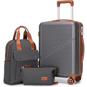 Cosbarn Carry On Luggage 22x14x9 Airline Approved, 20 Inch Carry on Suitcases with Wheels, ABS Lightweight Carry-on Luggage, Travel Suitcase Set with Wheels and TSA Lock (Grey)