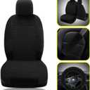 17 Car Seat Cover Full Set for Women,Universal Car Seat Cover,Plush Steering Wheel Cover,Fluffy Soft Wool Handbrake Gear,Suspension Accessories Full SUV((Patterned Black