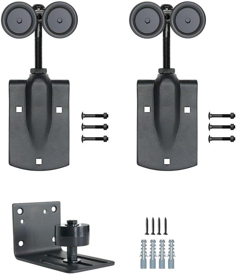 Heavy-Duty Black Exterior Sliding Barn Door Roller Kit, Outdoor Rolling Rollers, 450 lbs Capacity, Powder Coated Black, 2 Packs