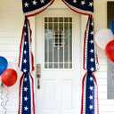 1Pcs 20 Ft Patriotic Bunting with 250 Stars, Red White Blue American Flag Banner for 4th of July, Independence Day, Memorial Day, Outdoor Indoor Door Porch Garden Decorations