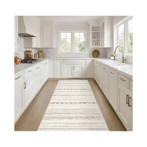 Nakagishi Runner Rug Kitchen Washable Rugs: 2x6 Non-Slip Boho Soft Modern Stain Resistant Indoor Floor Neutral Farmhouse Throw Carpet for Hallway Bathroom Laundry Room Entryway Bedroom- Beige