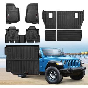 Custom for 2018-2025 2026 Jeep Wrangler JL 4 Door Floor Mats Cargo Liner Backrest Mat Full Set All Weather TPE Rubber Protection Mat (for 2018-2026 Jeep Wrangler JL 4 Door)
