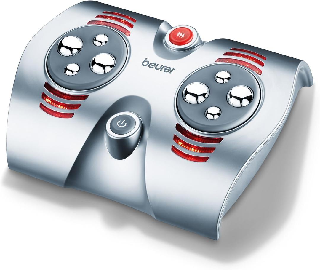 Beurer Shiatsu Foot Massager with 8 Rotating Nodules & Optional Heat Function, Basic, Silver