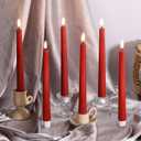 Red Christmas Flameless Taper Candles with Remote, Flickering Battery Operated LED Candlesticks Set of 6