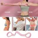 Figure 8 Resistance Band, 25LB Silicone Exercise Band with Non-Slip Handles for Women, Portable Stretch Band for Home Fitness Yoga Shoulder Back Training