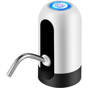 Household Desktop Water Dispenser Portable Automatic Electric Faucet Small Water Dispenser Pump Water Machine Dispenser for 1-5 Gallon Outdoor Travel Bedside Home Office (White)