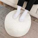 Ottoman Pouf Unstuffed Round Foot Rest Poof Ottoman No Filler Floor Foot Stool with Storage for Living Room Bedroom Ivory Pouf Cover Without Filler