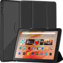 Slim Case for Amazon Fire HD 10 & Fire HD 10 Kid & Fire 10 Kid Pro(13th Gen, 2023 Release 10.1"), PU Leather Trifold Stand Cover PC Clear Back Dual Angle,Shell with Auto Wake/Sleep,Black