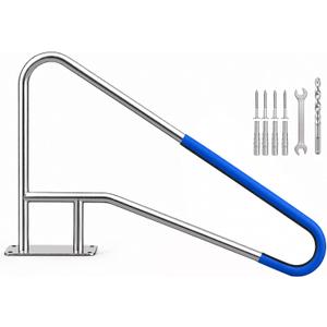 Pool Handrail, 57" x 32" Pool Railings for Inground Pools, 314 Stainless Steel Swimming Pool Handrail with Non-Slip Grip Cover, Heavy Duty Pool Handrails Support 500 lbs