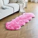 duduta Hot Pink Faux Fur Runner Rug 2x6 ft, Fluffy Shag Sheepskin Rug Couch Sofa Covers Dresser Table Runner Washable
