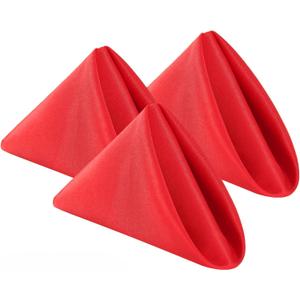 Bailarina Cloth Napkins Set of 120, 17x17 inches Dinner Napkins Cloth Washable, Polyester Square Table Cloth Napkin Bulk with Hemmed Edges Ideal for Banquets, Parties and Weddings-Red