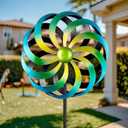 Wind Spinners Outdoor Yard Decorations, 16 Inches Wind Sculpture Metal Garden Art, Windmills for Yard Gardening Gifts for Women Mom Backyard, Patio, Garden Decor (Blue)