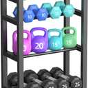 4 Tier Dumbbell Rack,Adjustable Weight Rack for Home Gym,Heavy Duty Weight Stand,800LBS Capacity Kettlebells Storage,Workout Equipment Organizer (Rack Only)