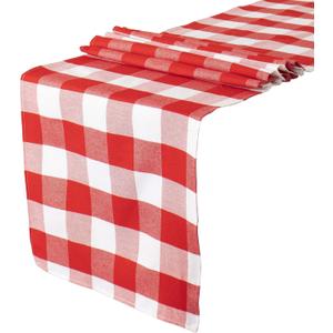 Buffalo Check Table Runner 13''x108'' Red and White Cotton Checkered Table Runner Buffalo Plaid Table Cover for Family Dinners Plaid Table Runner for Farmhouse