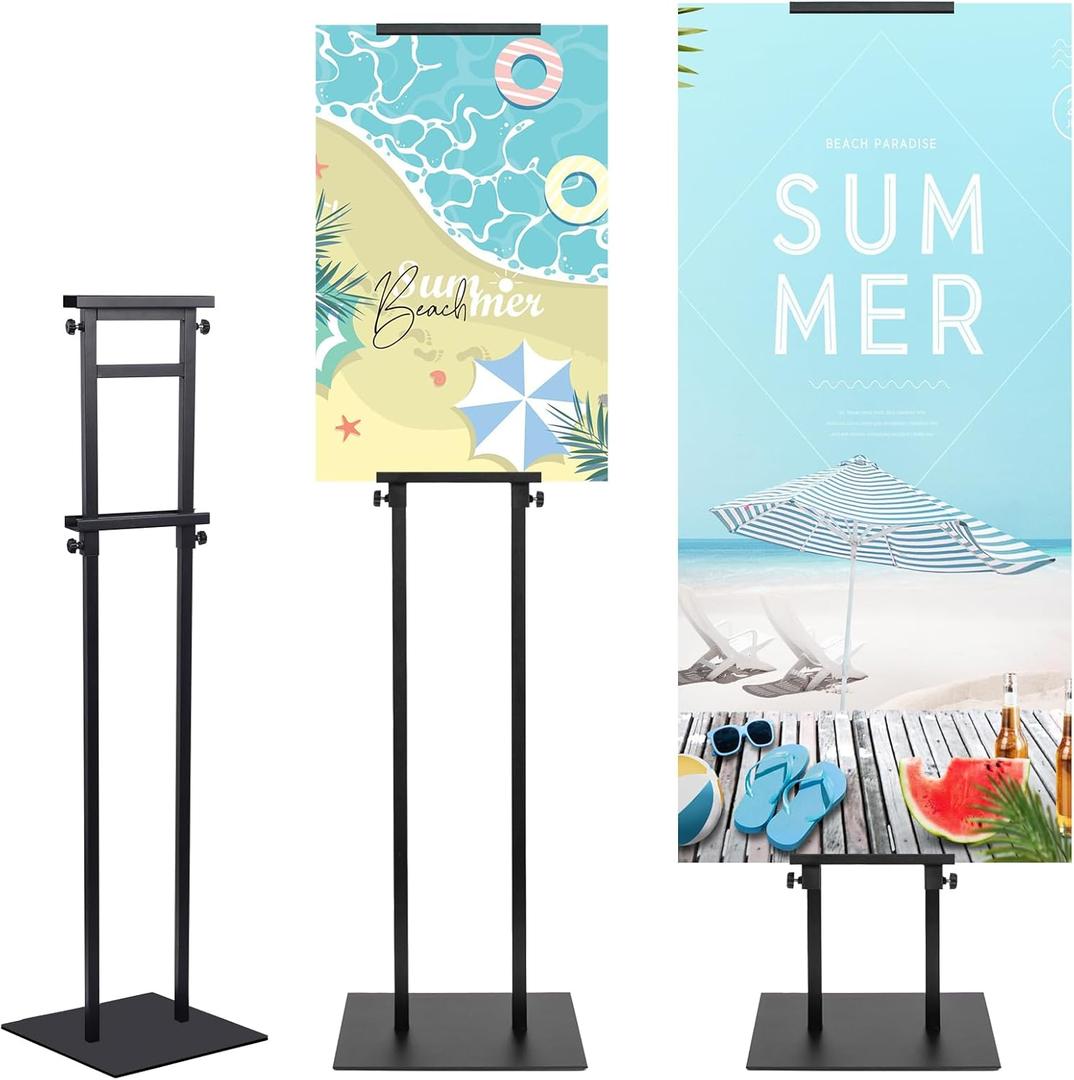Poster Stand Heavy Duty - Adjustable Poster Stands for Display Foam Board, Double Sided Pedestal Floor Standing Sign Holder Height Up to 80 Inch, 1 Pack