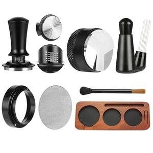 7 PCS Espresso Accessories,Espresso Tamper Tools,WDT Tool Espresso Machine Accessories Kit,Coffee Tamper with Wood Espresso Tamping Station,Distributor,Stirrer,Dosing Funnel,Brush,Puck Screen (54mm)