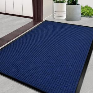 Door Mat Heavy Duty Outdoor Indoor Doormat Low Profile Front Door Mat Large 23x35 inch Blue Entrance Welcome Mats Easy Clean Patio Entrance Mat Waterproof Anti-Skid Rubber Backing