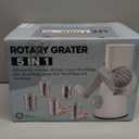 Ourokhome Rotary Cheese Grater Hand Crank, Kitchen Shredder Speed Mandolin Slicer Ice Shaver with Handle and Drum Blades for Cheese, Vegetable, Nuts, Chocolate, Potato, Carrot, 5 Blades, White