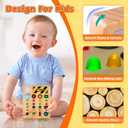 TINTECUSA Busy Board Montessori Toys for Toddler, Wooden Sensory Board Switch Toy with Shape Sorter LED Light Up Toys Educational Plane Travel Activity for Girls & Boys
