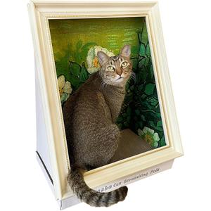 Painting Cat Scratcher for Indoor Cat Scratching Board Pad, W/Horizontal CartBoard Cat Scratcher Bed House Half-Surround Design W/Catnip (Rose, Medium - Large)
