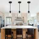 Black Pendant Lights Kitchen Island - Clear Glass Pendant Light Fixture Multiple Stems Rods 3 Units 12 Inch 3 Units 4 Inch (Black 3 Pack Stem Rod)