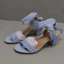 Allegra K Women's Open Toe Ankle Tie Back Block Heels Sky Blue Sandals 7.5 M US
