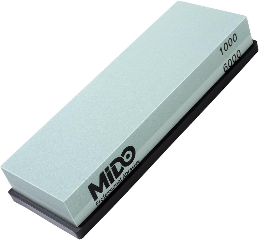 1000/6000 Grit knife Sharpening Stone Dual Sided Whetstone with Non-Slip Rubber Base, Premium Knife Sharpener for Kitchen, Hunting, Pocket Knives and Blades
