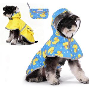 KOOLTAIL Dog Raincoat, Reversible Pet Rain Jacket Clear Hooded Double Layer with Easy Storage Pocket, Adjustable Waterproof & Windproof Reflective Puppy Poncho with Leash Hole, XL (Yellow)