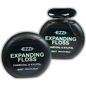 Woven Expanding Dental Floss | Fluffy & Textured w/Charcoal & Xylitol to Optimally Clean Gums | Mint | Thick & 109 Yards