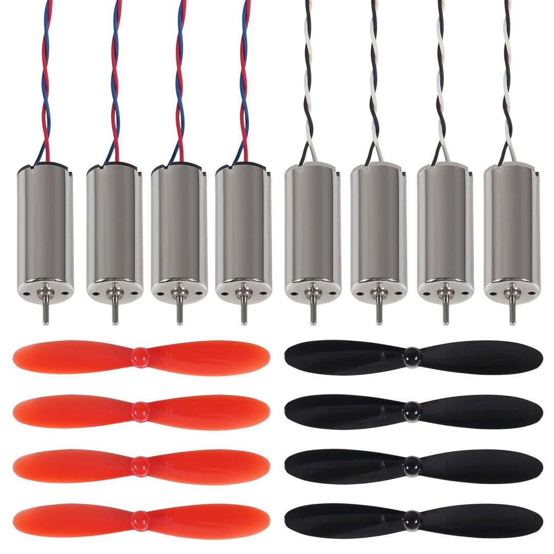 8pcs 8520 Coreless Motor 8.5 x 20mm Brushed Motors Hollow Cup Drone Motor+ 8pcs 55mm CW CCW Propeller for DIY Micro Quadcopter RC Drone