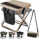 Foldable Backpack Stool for Adults - Portable Camping Stool with Sling Bag, 300lbs Capacity for Camping, Fishing, Hiking, Travel, Picnic (Khaki)
