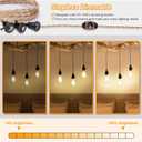 Pendant Light Cord Kit with Dimmer Switch, 28.5ft Dimmable Plug in Hanging Light with Triple E26 Base Light Socket, Vintage Twisted Hemp Rope Farmhouse Hanging Light Fixture for Bedroom Living Room
